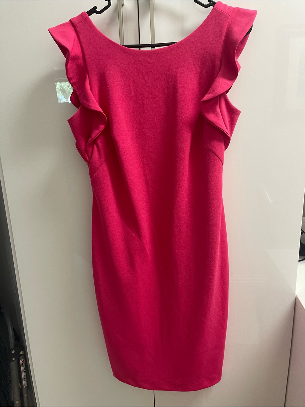 Calvin Klein Hot Pink Ruffle Sleeve Sheath Dress